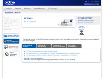 PE-700II driver download page on the Brother International site