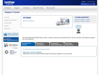 PE-780D driver download page on the Brother International site