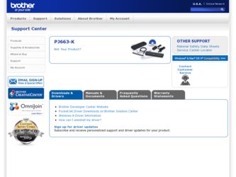 PJ663-K driver download page on the Brother International site