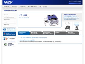 PT 1900 driver download page on the Brother International site