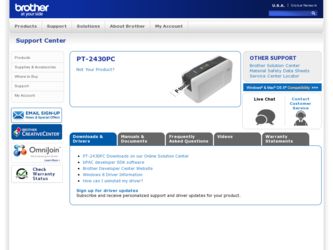 PT-2430PC driver download page on the Brother International site