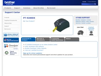 PT-9200DX driver download page on the Brother International site