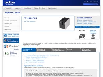 PT-9800PCN driver download page on the Brother International site