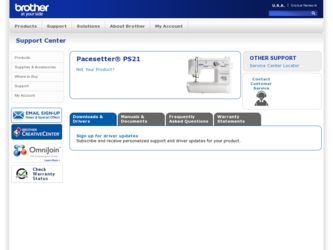 Pacesetter PS21 driver download page on the Brother International site