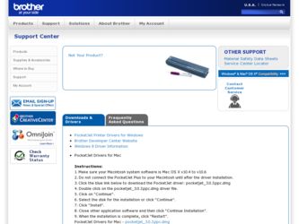 PocketJet 3 Plus driver download page on the Brother International site