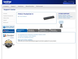 PocketJet 6 Print Engine driver download page on the Brother International site