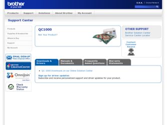 QC-1000 driver download page on the Brother International site