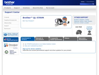 QL-570VM driver download page on the Brother International site