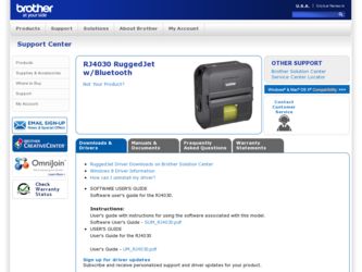 RJ4030 RuggedJet w/Bluetooth driver download page on the Brother International site