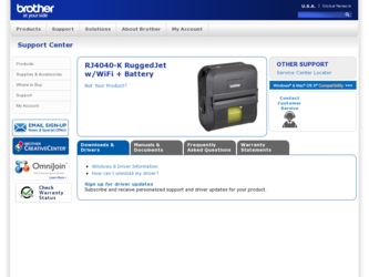 RJ4040-K RuggedJet w/WiFi  Battery driver download page on the Brother International site