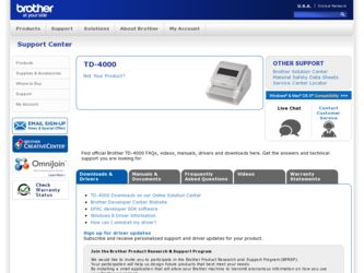 TD-4000 driver download page on the Brother International site