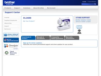 XL-2600 driver download page on the Brother International site