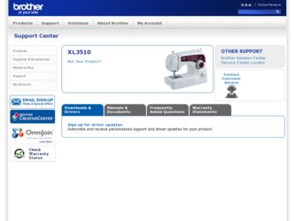 XL-3510 driver download page on the Brother International site