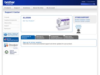 XL 5500 driver download page on the Brother International site