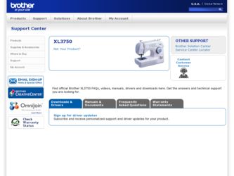 XL3750 driver download page on the Brother International site