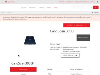 CanoScan 3000F driver download page on the Canon site