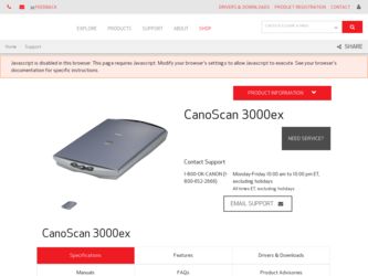 CanoScan 3000ex driver download page on the Canon site