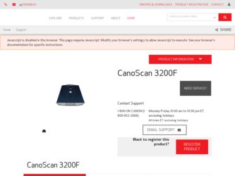 CanoScan 3200F driver download page on the Canon site