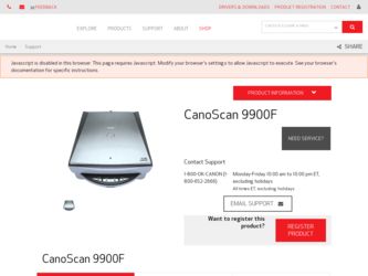 CanoScan 9900F driver download page on the Canon site