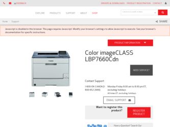 Color imageCLASS LBP7660Cdn driver download page on the Canon site