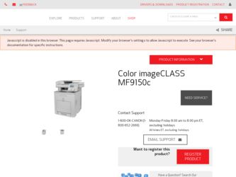 Color imageCLASS MF9150c driver download page on the Canon site