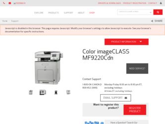 Color imageCLASS MF9220Cdn driver download page on the Canon site