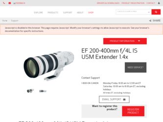 EF 200-400mm f/4L IS USM Extender 1.4X driver download page on the Canon site