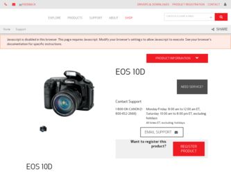 EOS 10D driver download page on the Canon site