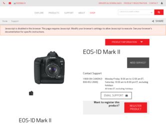 EOS-1D Mark II driver download page on the Canon site