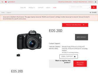 EOS 20D driver download page on the Canon site
