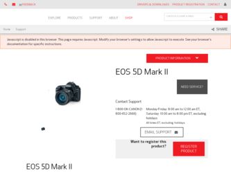 EOS 5D Mark II driver download page on the Canon site