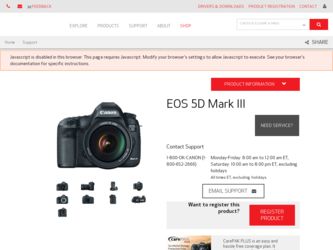 EOS 5D Mark III driver download page on the Canon site
