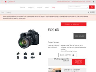 EOS 6D driver download page on the Canon site