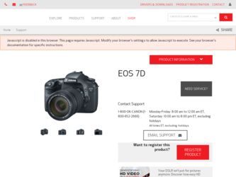EOS 7D driver download page on the Canon site