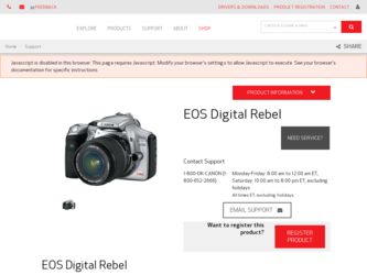EOS Digital Rebel driver download page on the Canon site