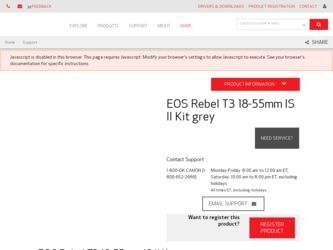 EOS Rebel T3 18-55mm IS II Kit grey driver download page on the Canon site