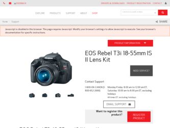 EOS Rebel T3i 18-55mm IS II Lens Kit driver download page on the Canon site