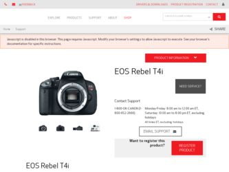 EOS Rebel T4i 18-55mm IS Lens Kit driver download page on the Canon site