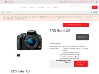 EOS Rebel XS driver download page on the Canon site