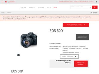 EOS50D driver download page on the Canon site