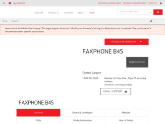 FAXPHONE B45 driver download page on the Canon site