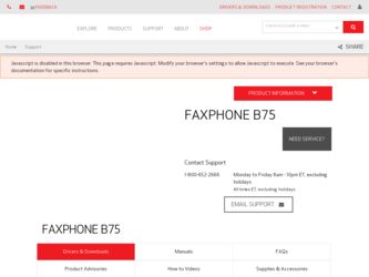 FAXPHONE B75 driver download page on the Canon site