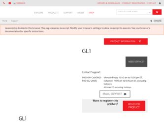 GL1 driver download page on the Canon site