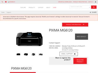 PIXMA MG6120 driver download page on the Canon site