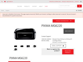 PIXMA MG6220 driver download page on the Canon site