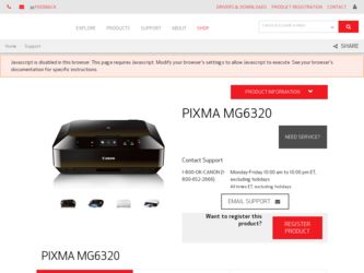 PIXMA MG6320 driver download page on the Canon site