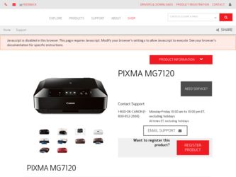 PIXMA MG7120 driver download page on the Canon site