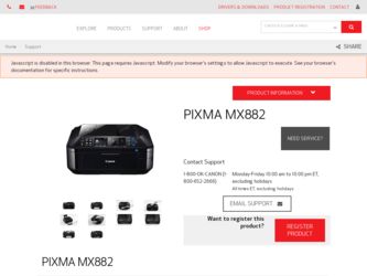 PIXMA MX882 driver download page on the Canon site