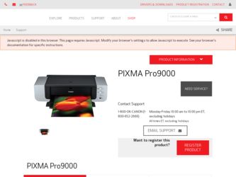 PIXMA Pro9000 Mark II driver download page on the Canon site