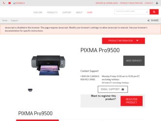 PIXMA Pro9500 Mark II driver download page on the Canon site
